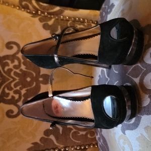 BEBE PLATFORM STILETTOS PEEP TOE